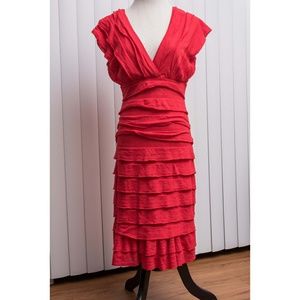 Red ruffled sleeveless dress, size large NWT